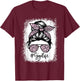 Bleached Gigi Life Messy Bun Leopard Print Mothers Day T-Shirt - T-Shirt | Maroon