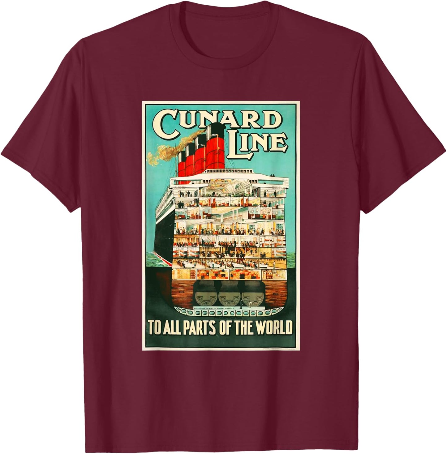 Cross Section Of A Steam Ship Cruise Liner T-Shirt - T-Shirt | Maroon