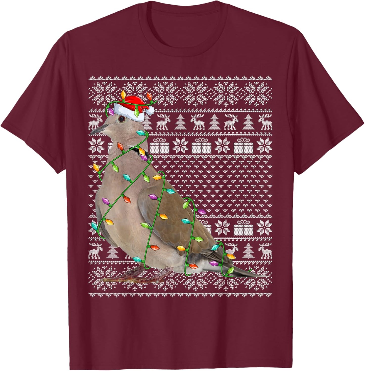 Mourning Dove Bird Lover Santa Ugly Mourning Dove Christmas T-Shirt - T-Shirt | Maroon
