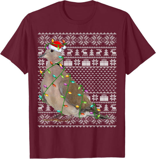 Mourning Dove Bird Lover Santa Ugly Mourning Dove Christmas T-Shirt - T-Shirt | Maroon