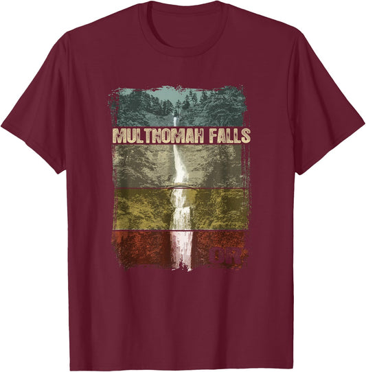 Multnomah Falls Oregon Souvenirs & Women Vintage Multnomah Falls - Multnomah Falls Oregon T-Shirt - T-Shirt | Maroon