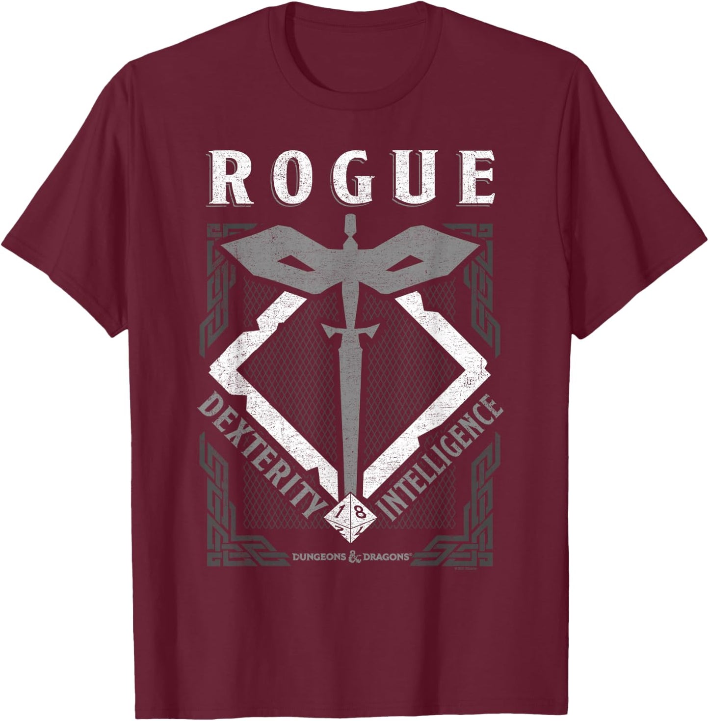 Dungeons & Dragons Rogue Dexterity & Intelligence T-Shirt - T-Shirt | Maroon