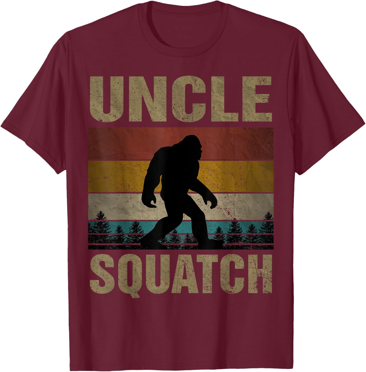 Uncle Squatch Bigfoot Uncle Sasquatch Yeti Family Matching T-Shirt - T-Shirt | Maroon