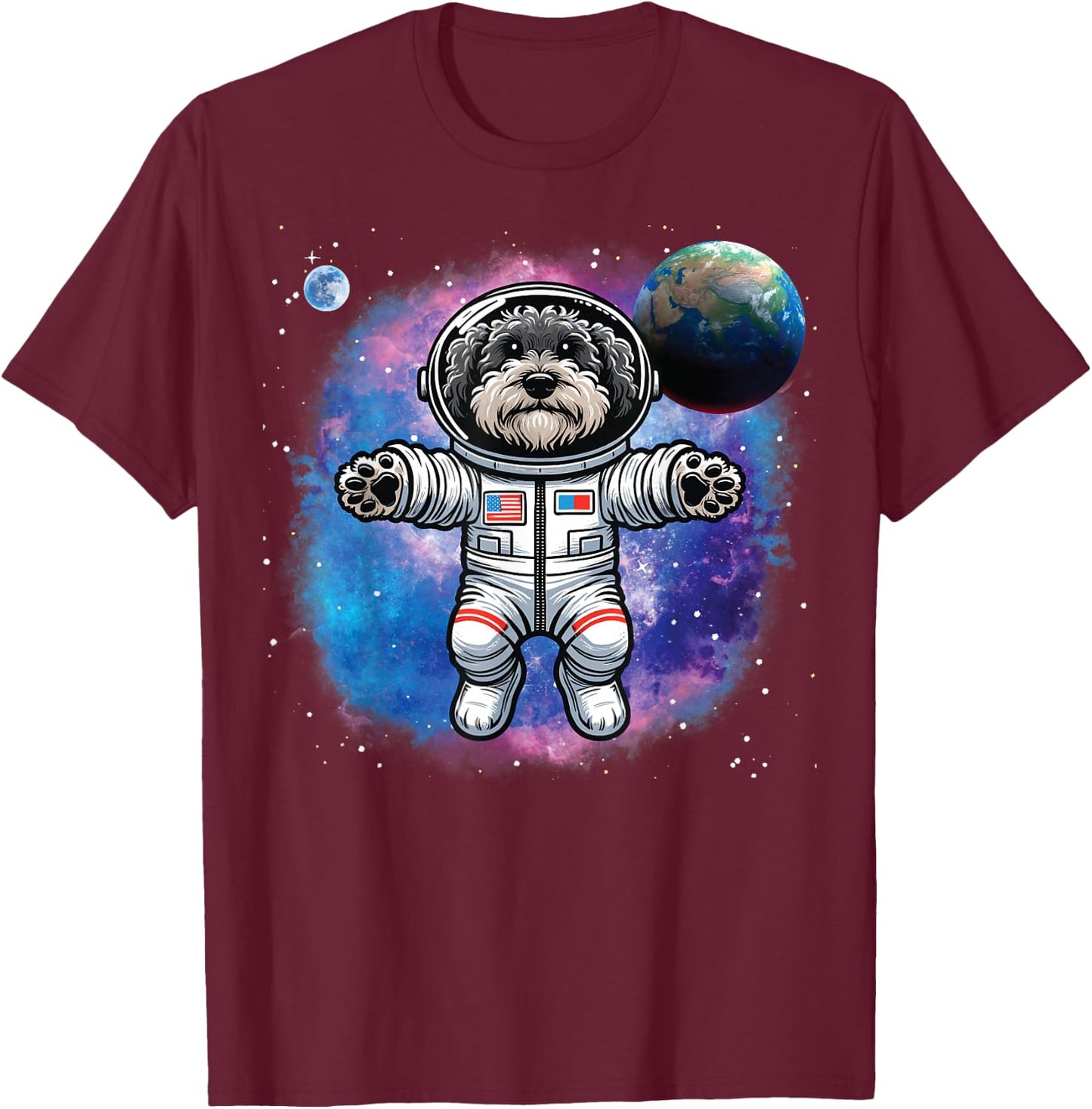 Schnoodle In Space, Astronaut Schnoodle T-Shirt - T-Shirt | Maroon