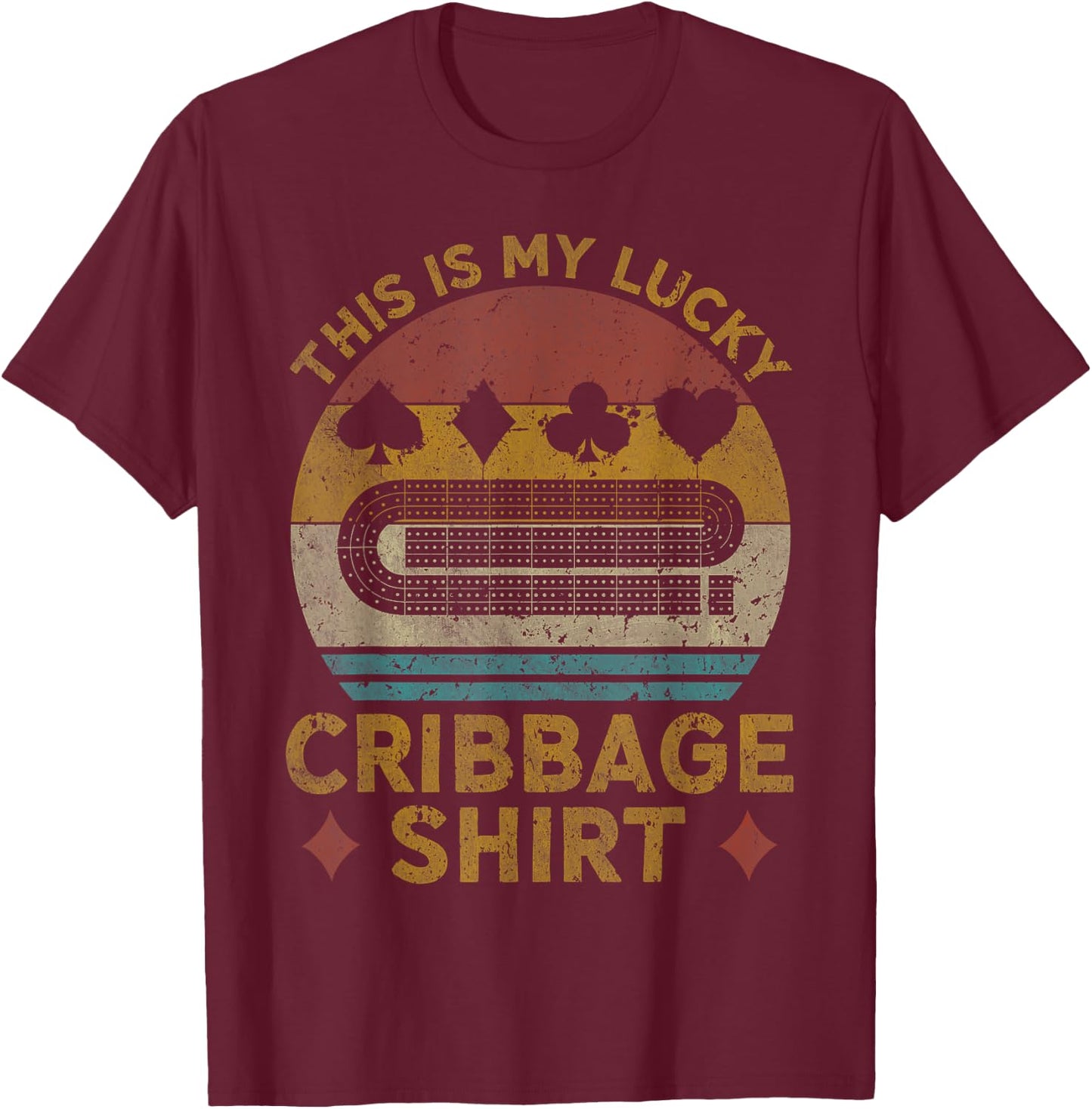 Cribbage Lucky Cribbage Lovers Vintage Cribbage Board Game T-Shirt - T-Shirt | Maroon