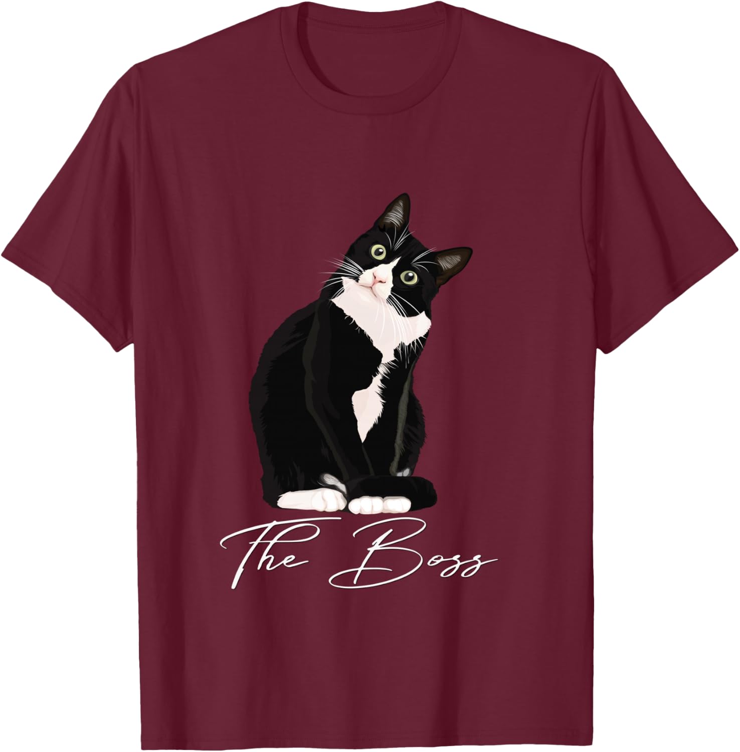 Boss Tuxedo Cat Lovers Funny Shirt for Mom Dad Gift T-Shirt - T-Shirt | Maroon