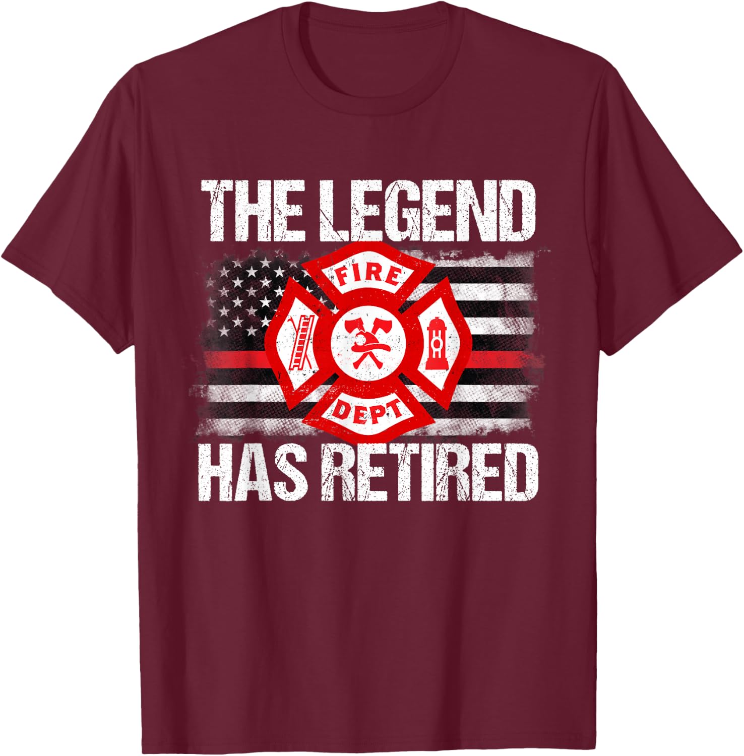 The Legend Has Retired Firefighter Retirement Party Gift T-Shirt - T-Shirt | Maroon