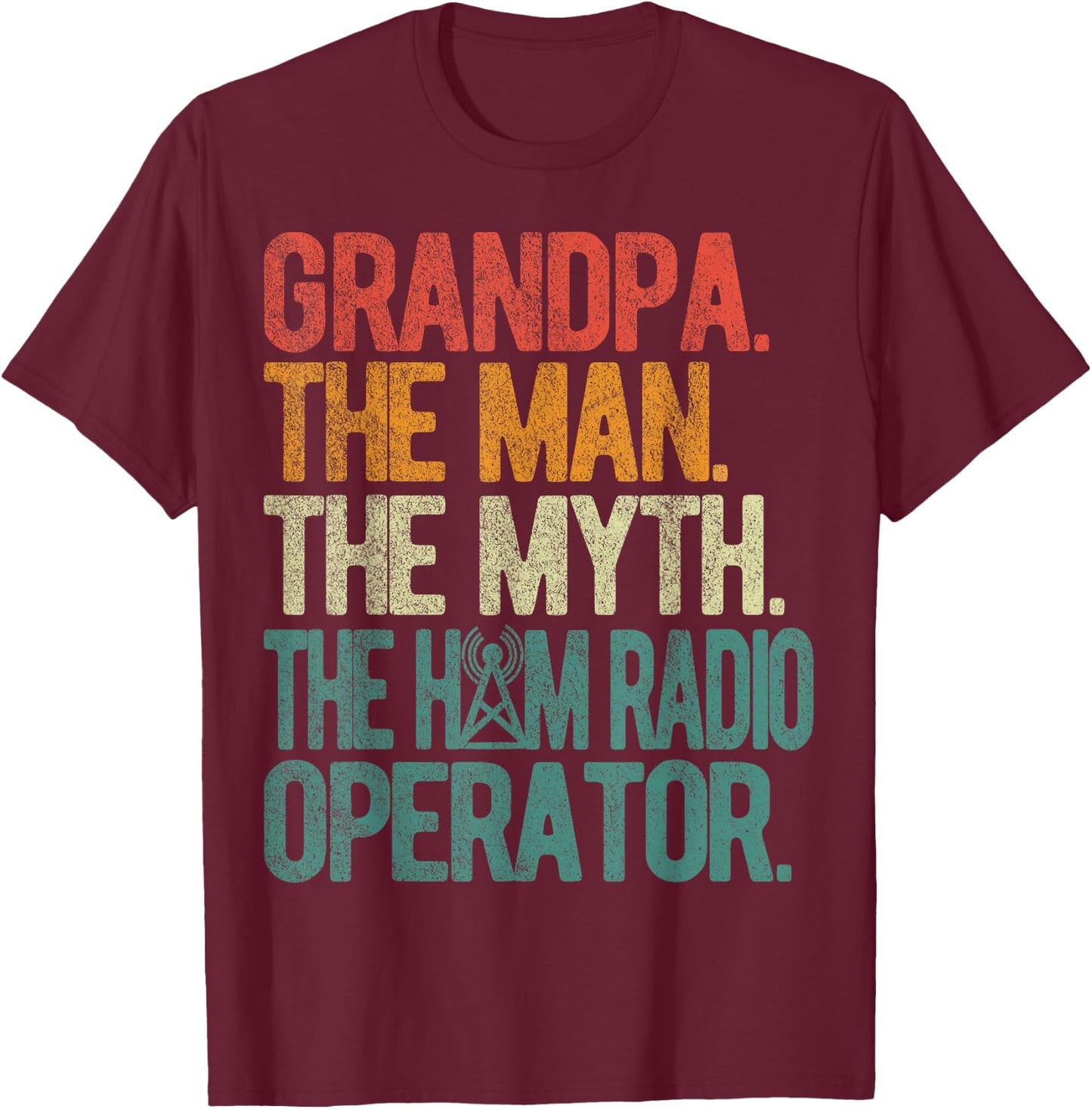 Ham Radio Operator Grandpa Amateur Radio Retro T-Shirt - T-Shirt | Maroon