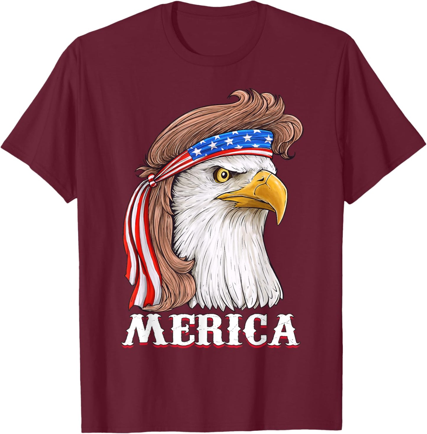 Eagle Mullet 4th Of July USA American Flag Merica T-Shirt - T-Shirt | Maroon
