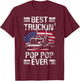 Best Truckin Pop Pop Ever USA Flag Semi Truck Driver Gift T-Shirt - T-Shirt | Maroon