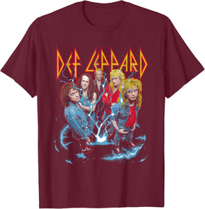 Def Leppard - Band Photo City Los Angeles T-Shirt - T-Shirt | Maroon