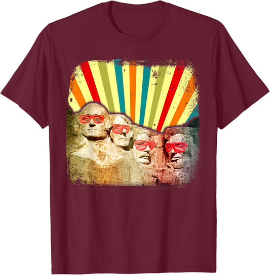 Retro Mount Rushmore Souvenir shirt vintage 80's t Gift T-Shirt - T-Shirt | Maroon