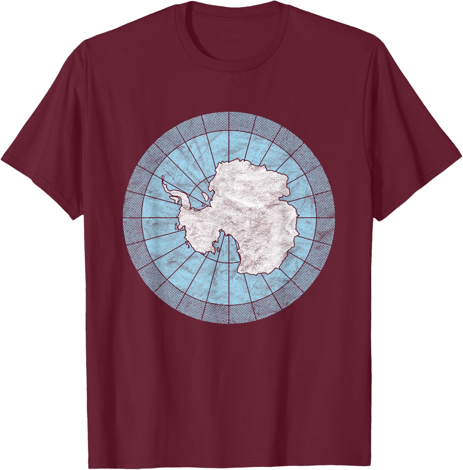 Antarctic Map Minimalist Distressed Vintage 80s T-Shirt - T-Shirt | Maroon
