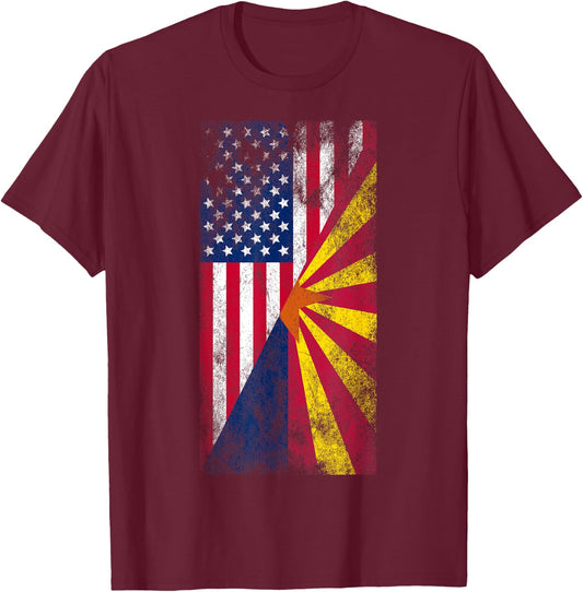 Irreverent USA & Arizona Flags - American Arizonan T-Shirt - T-Shirt | Maroon
