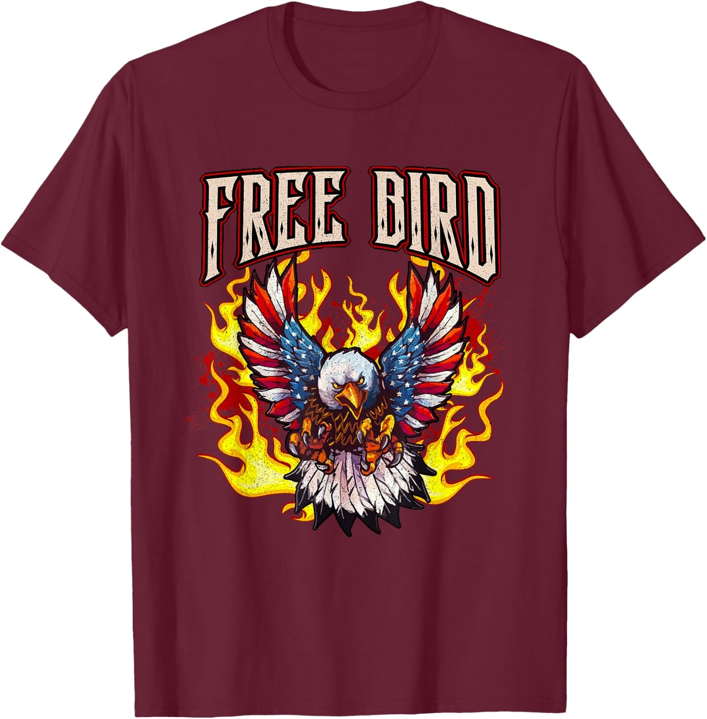 LyricVerse - FREE BIRD - American Bald Eagle T-Shirt - T-Shirt | Maroon