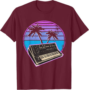 Synthwave Vintage Retrowave Pastel Goth Analog Synthesizer T-Shirt - T-Shirt | Maroon