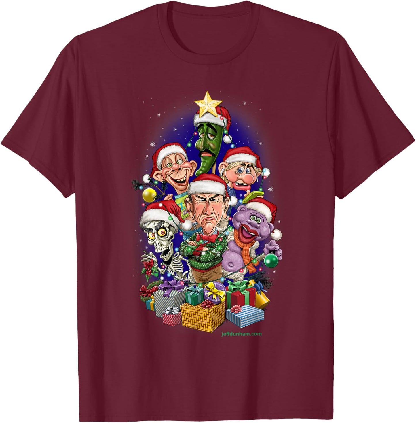 Jeff Dunham 2021 Holiday T-Shirt - T-Shirt | Maroon