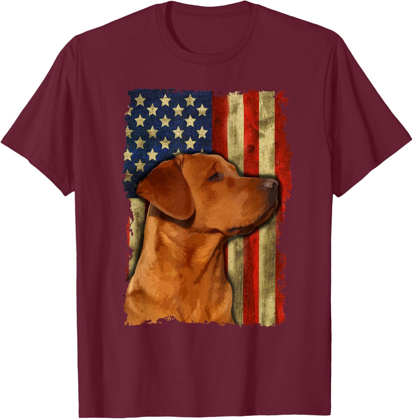 Foxred Labrador Retriever US Flag Fox Red Labrador Dog Lover T-Shirt - T-Shirt | Maroon