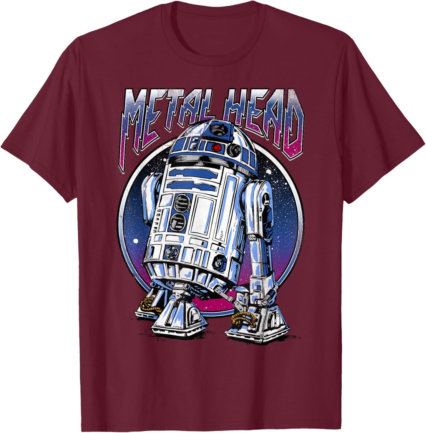 Star Wars R2D2 Metal Head Vintage Disney+ T-Shirt - T-Shirt | Maroon