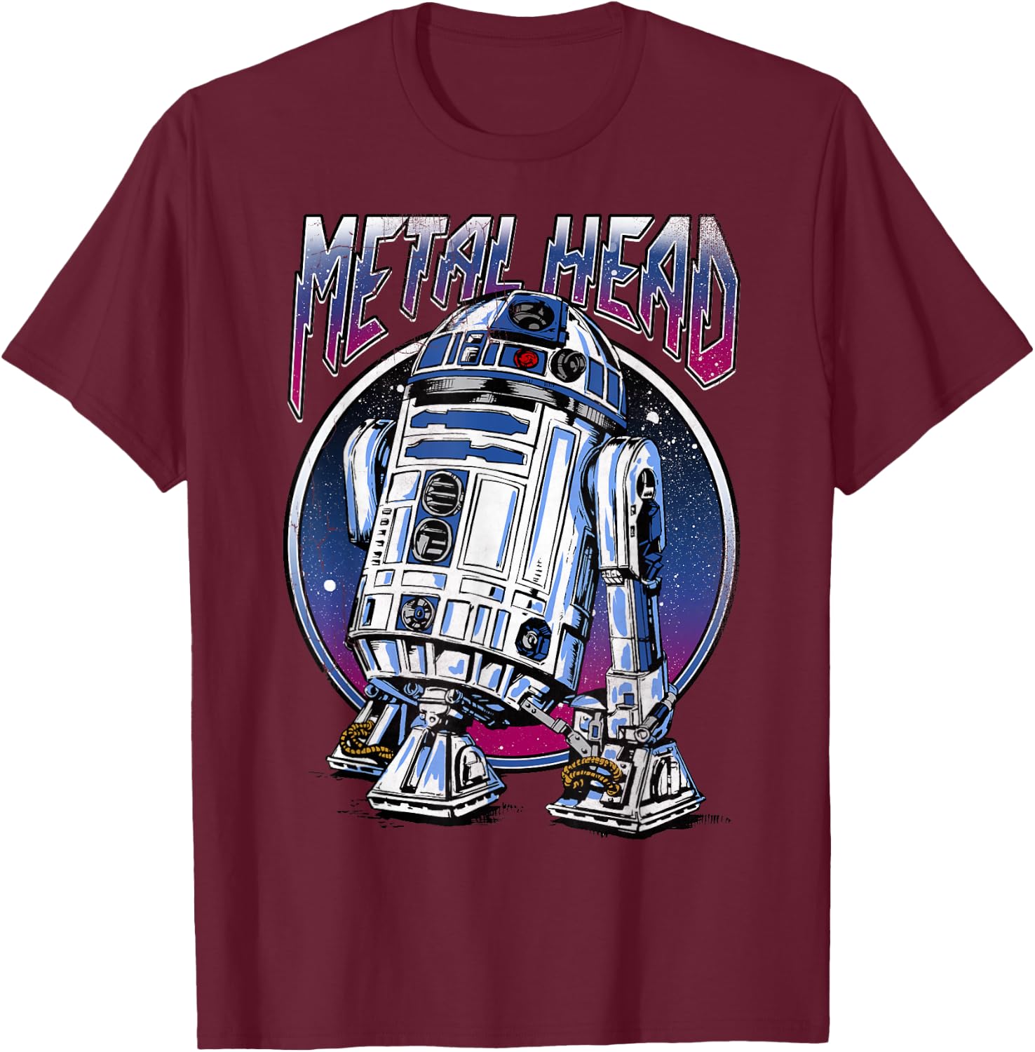 Star Wars R2D2 Metal Head Vintage Disney+ T-Shirt - T-Shirt | Maroon