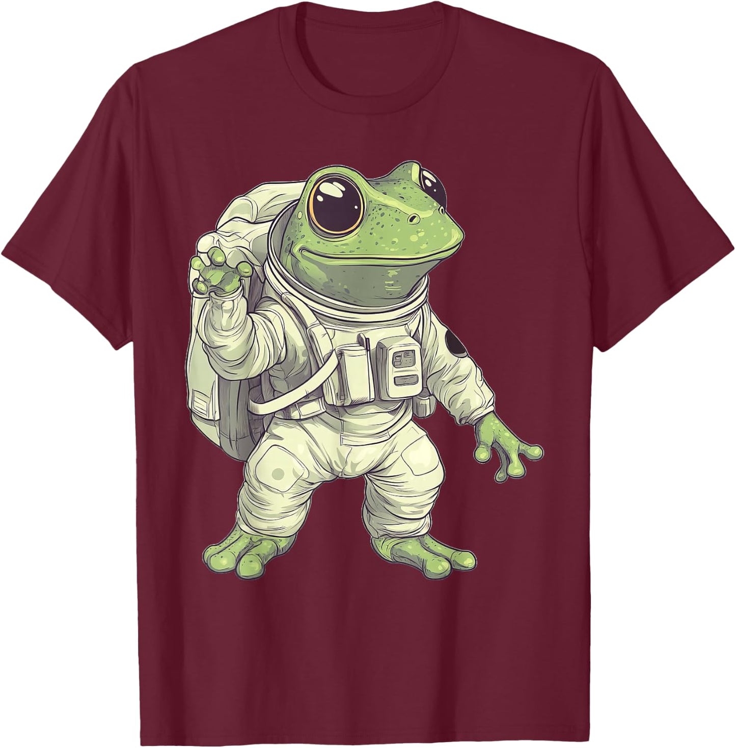 Frog Astronaut Space T-Shirt - T-Shirt | Maroon