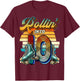 Rollin' into 10 Roller Skating Rink 10th Birthday Party Girl T-Shirt - T-Shirt | Maroon