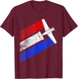 M20J Airplane Schematic Vintage American Flag Streaks Women Men T-Shirt - T-Shirt | Maroon