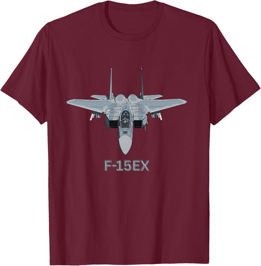 United States Military F-15EX Jet Fighter T-Shirt - T-Shirt | Maroon