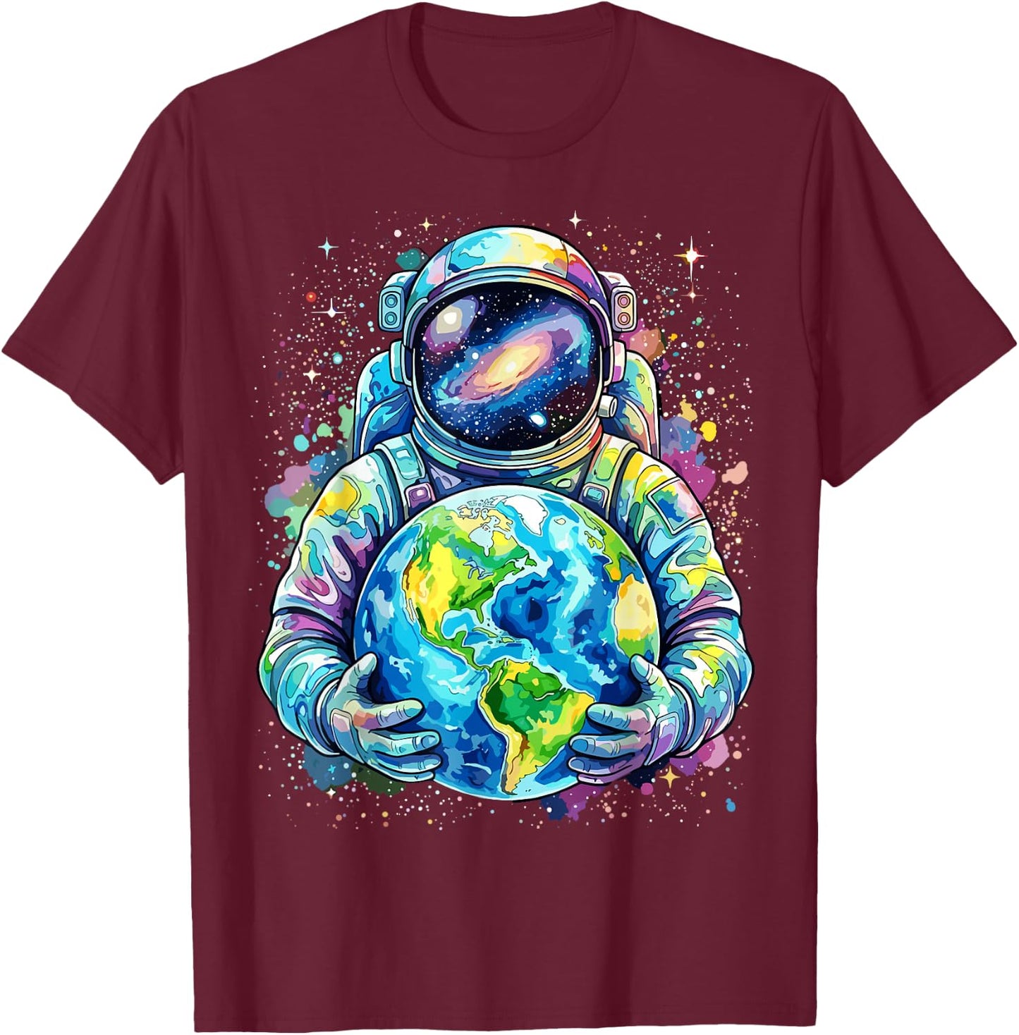 Astronaut Planet Earth Space T-Shirt - T-Shirt | Maroon