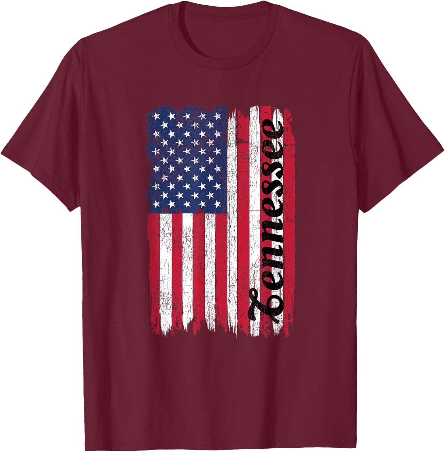 Tennessee TN American Flag Patriotic Tennessee T-Shirt - T-Shirt | Maroon