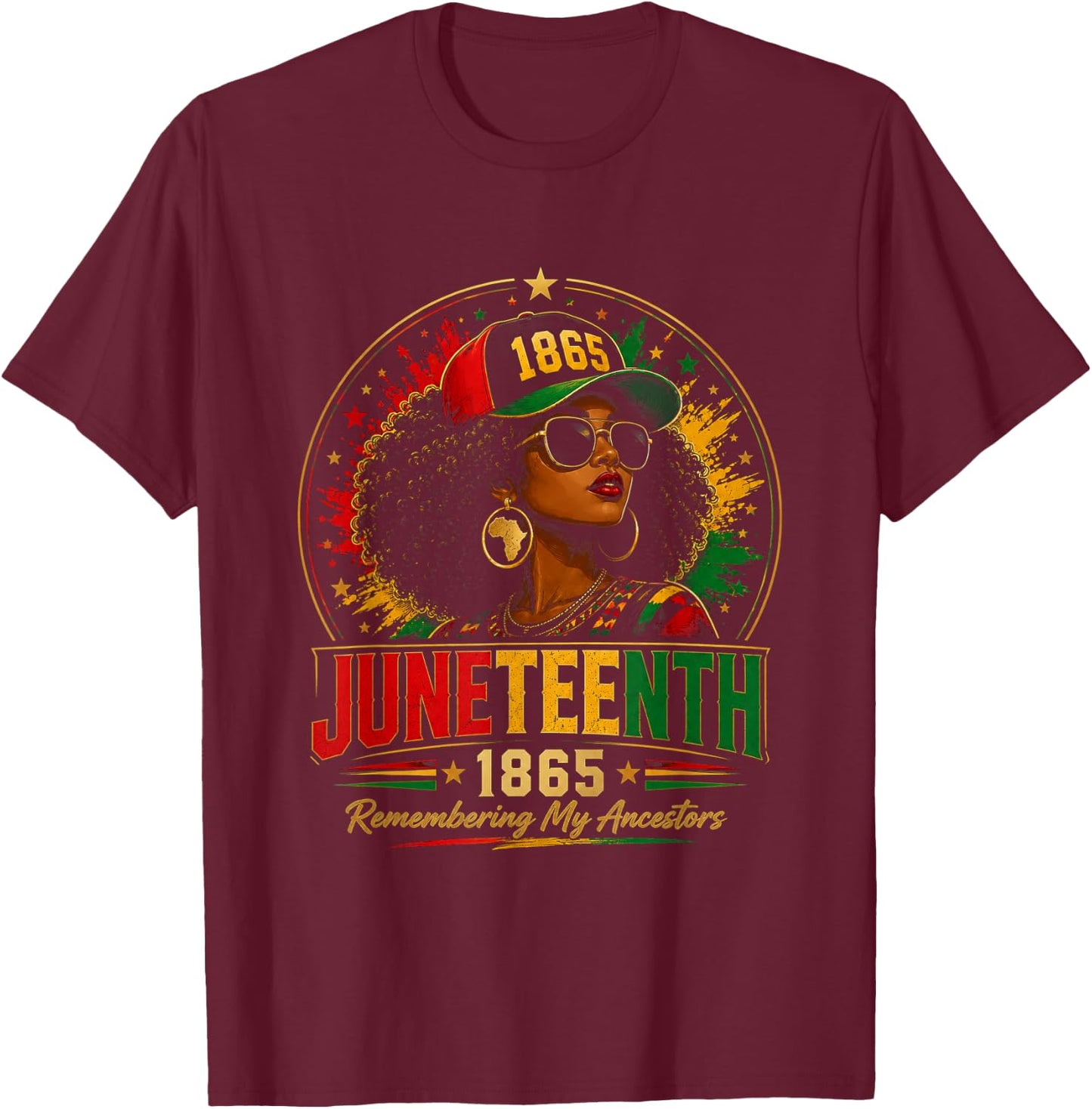 Juneteenth Remembering My Ancestors Black Women Juneteenth T-Shirt - T-Shirt | Maroon