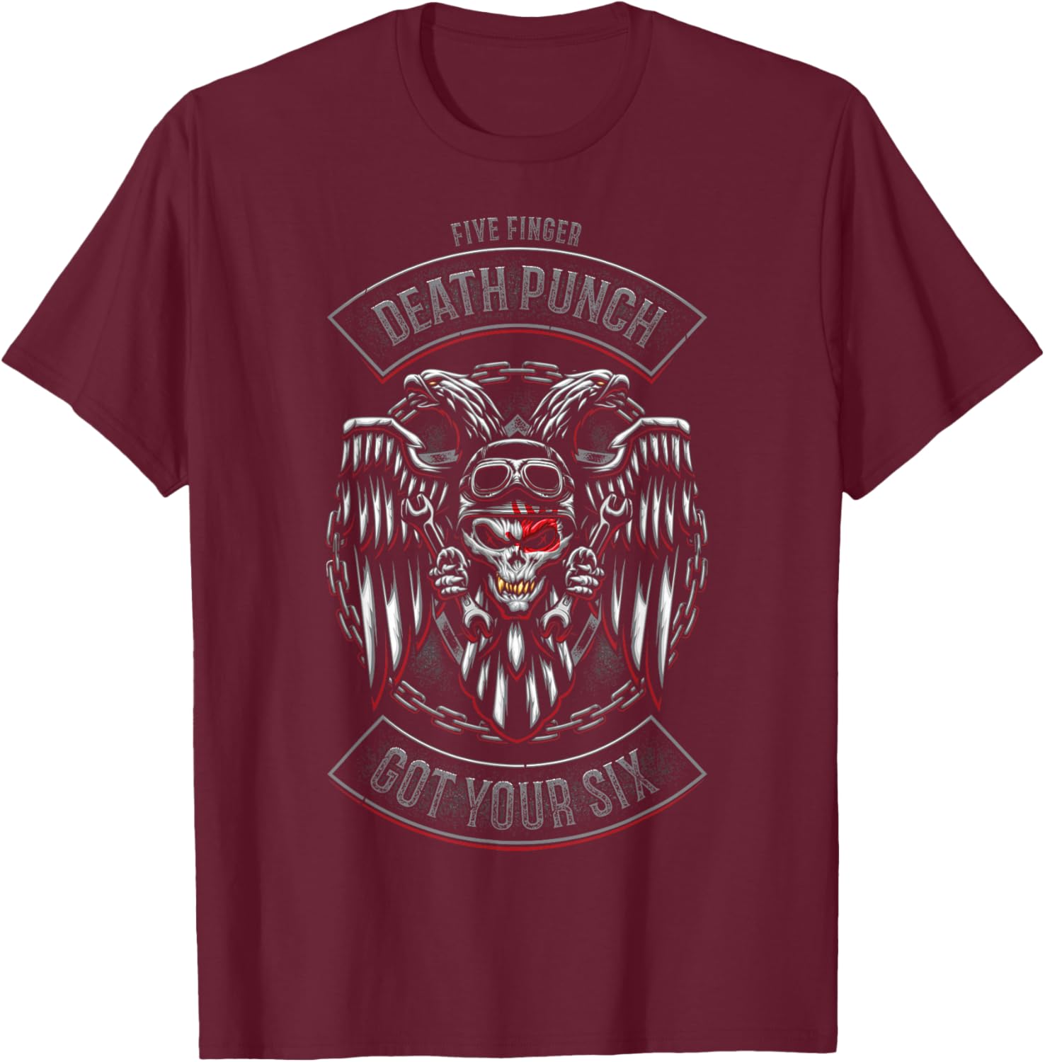 5FDP - Biker Badge - Got Your Six T-Shirt - T-Shirt | Maroon