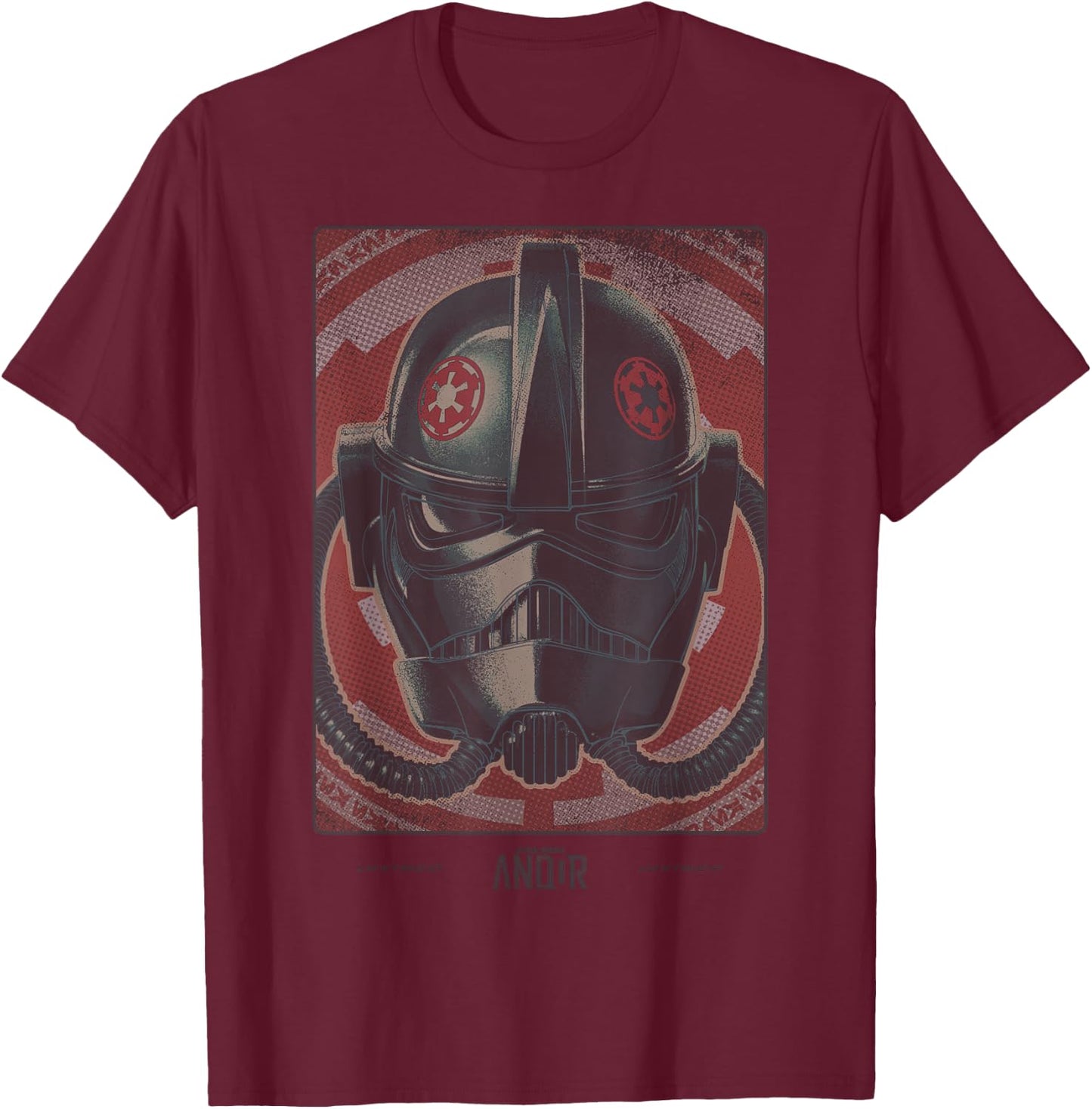 Star Wars Andor Imperial Pilot Helmet Badge T-Shirt - T-Shirt | Maroon
