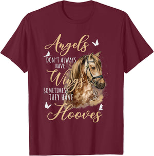 Angels Don't Always Have Wings Sometimes They Have Hooves T-Shirt - T-Shirt | Maroon