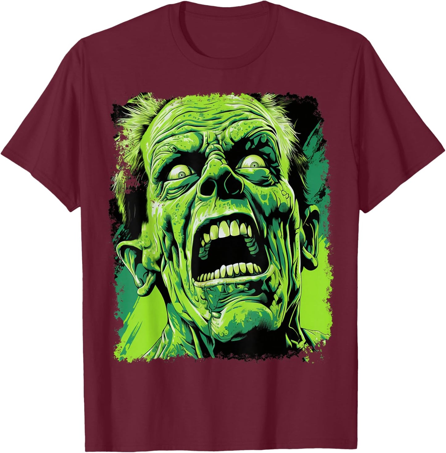 Classic Horror Green Evil Crazy Scientist Freak Halloween T-Shirt - T-Shirt | Maroon