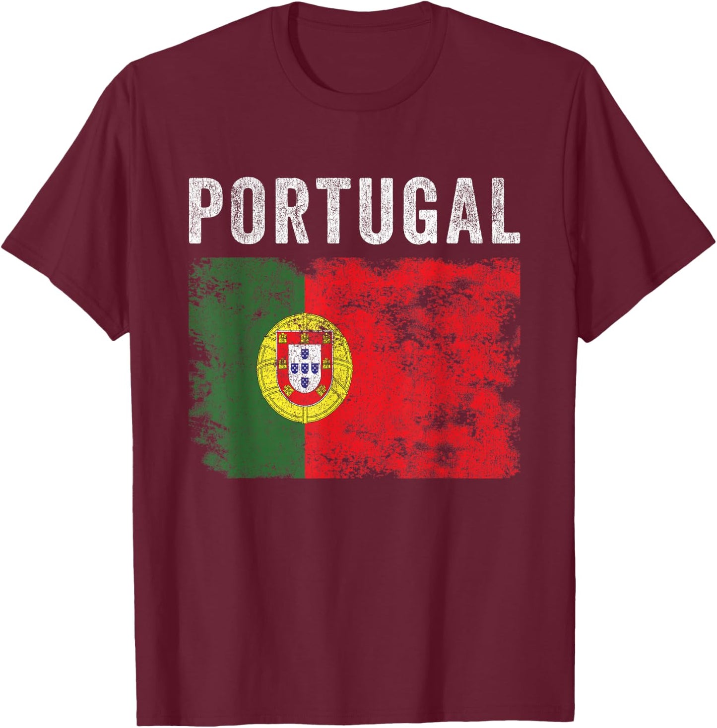 Portugal Flag Distressed - Men Women Kids - Portuguese Flag T-Shirt - T-Shirt | Maroon