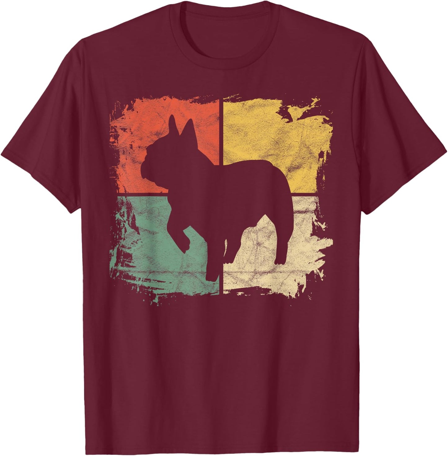 Square Retro Pug Owner Gift Dog Parent Dad Puggle Mom T-Shirt - T-Shirt | Maroon