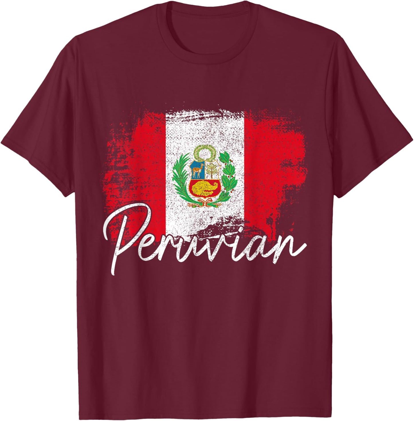 Peru Vintage Flag Peru Pride Roots T-Shirt - T-Shirt | Maroon