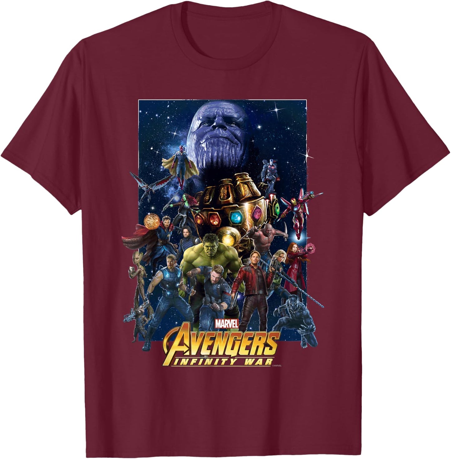 Marvel Avengers Infinity War Hero Team Assemble T-Shirt - T-Shirt | Maroon