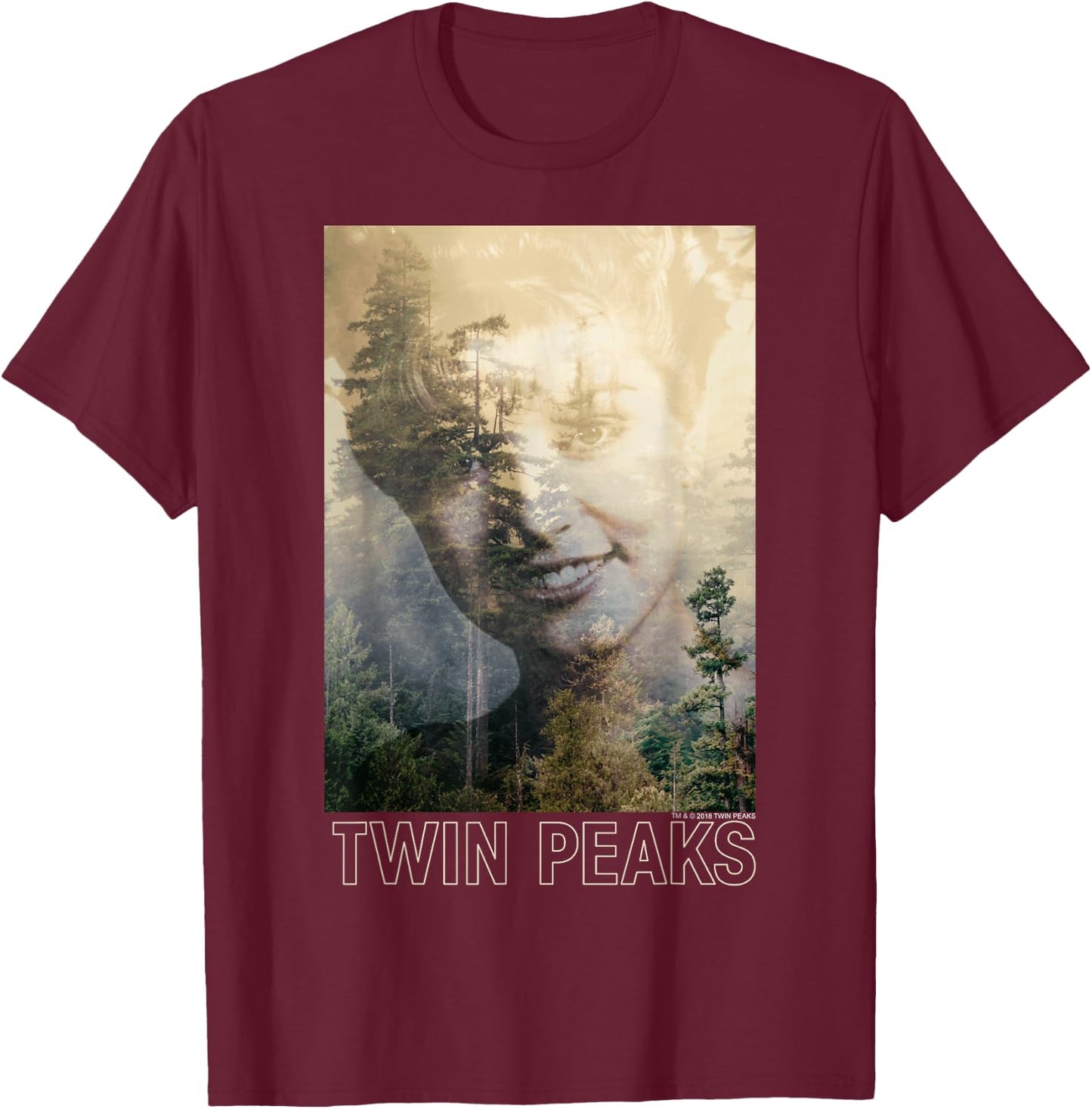 Twin Peaks Laura Palmer Double Expose Photo Graphic T-Shirt - T-Shirt | Maroon