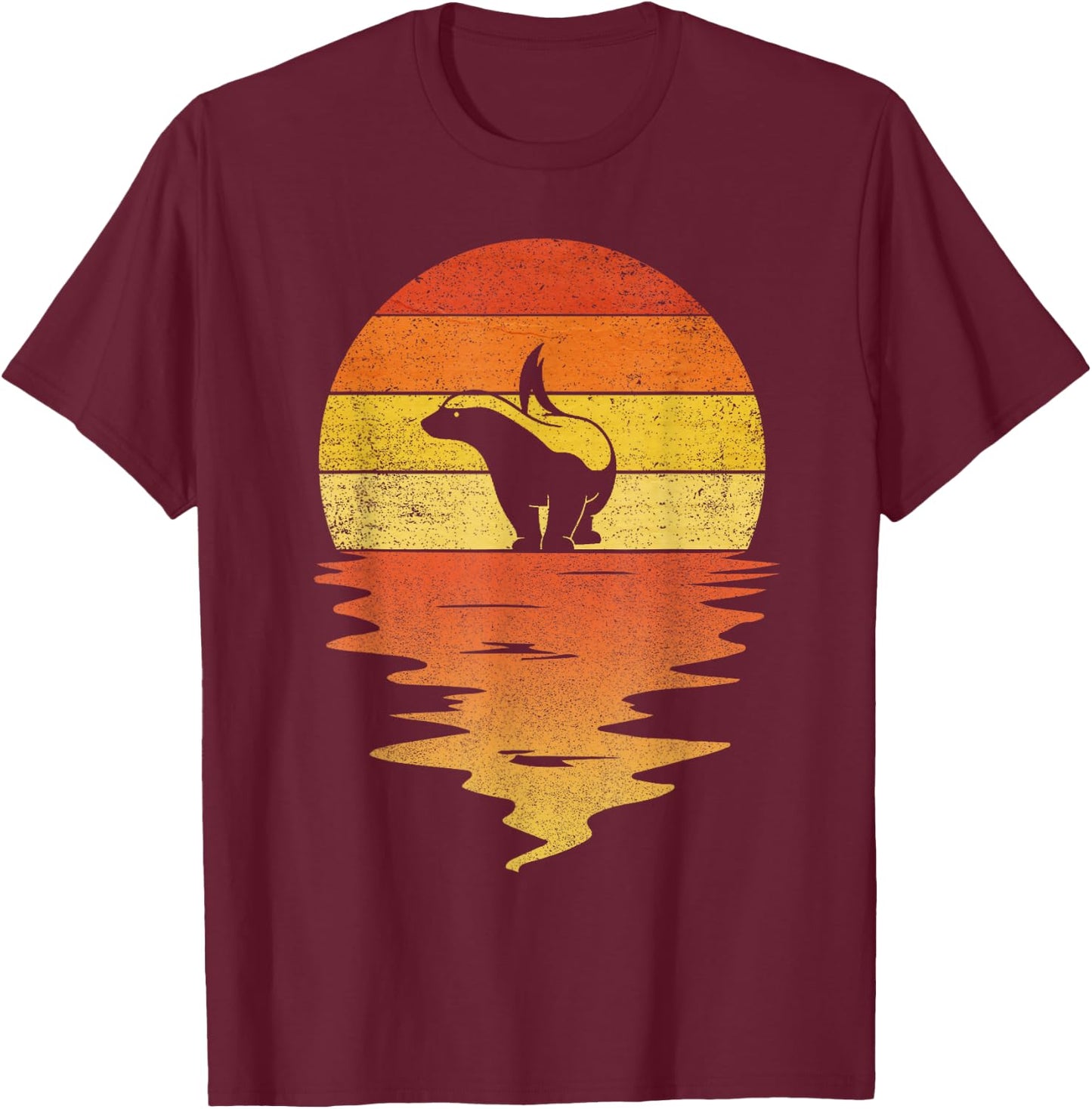 Honey Badger Shirt 70s Retro Sunset Vintage Honey Badger T-Shirt - T-Shirt | Maroon