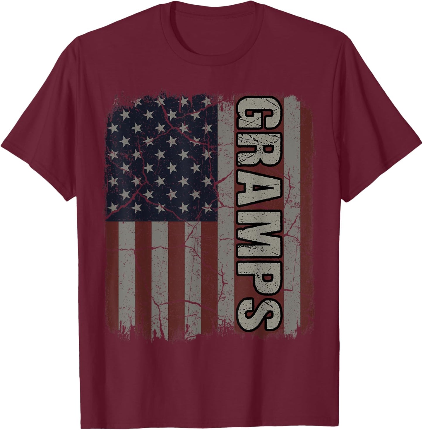 Gramps American Flag Vintage Father's Day 4th of July Gift T-Shirt - T-Shirt | Maroon