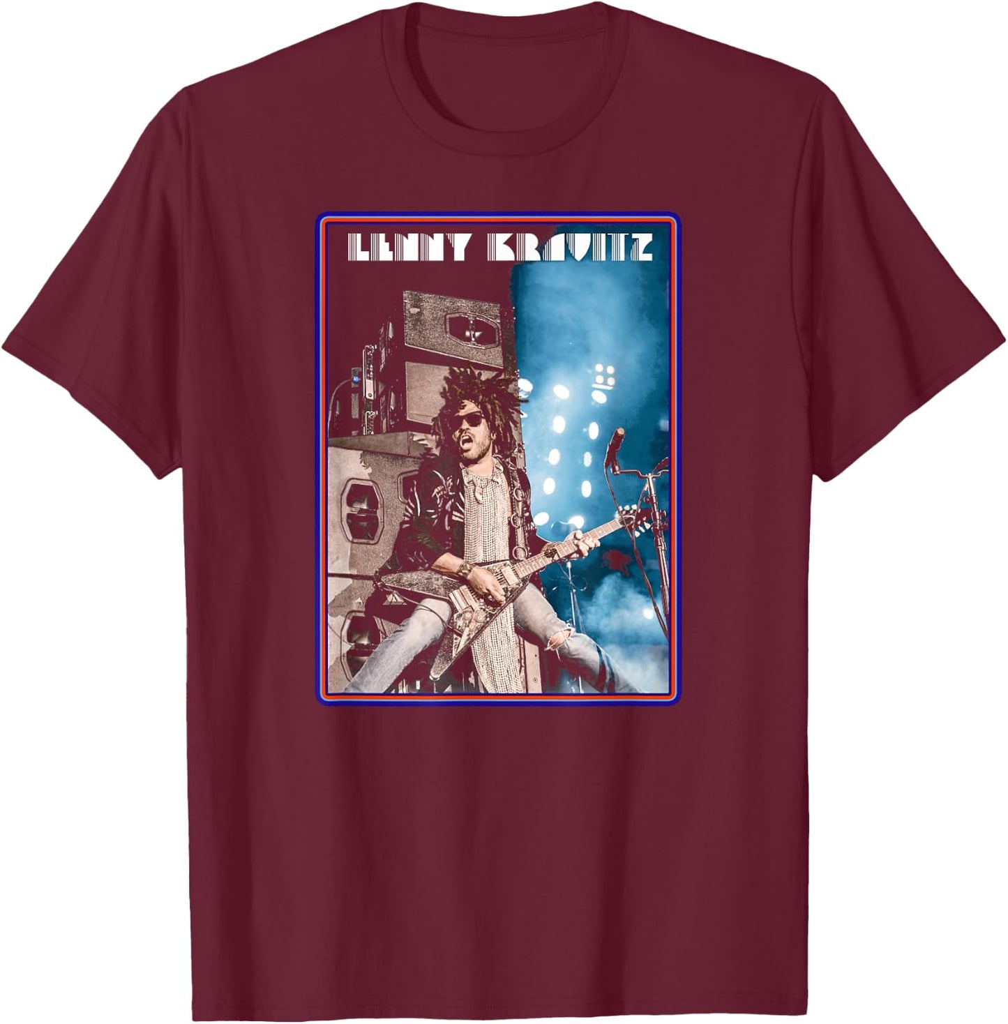 Lenny Kravitz – Live Guitar Poster T-Shirt - T-Shirt | Maroon