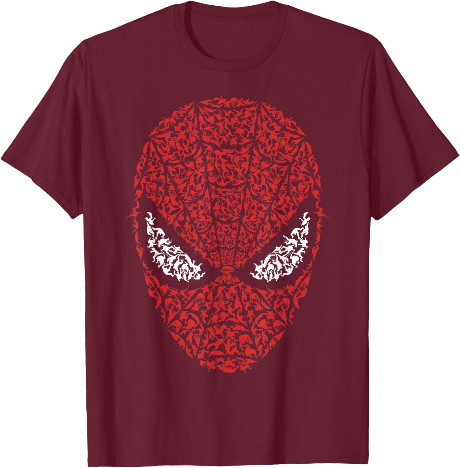 Marvel Spider-Man Mask Build Up Fill Graphic Small T-Shirt - T-Shirt | Maroon