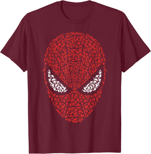 Marvel Spider-Man Mask Build Up Fill Graphic Small T-Shirt - T-Shirt | Maroon