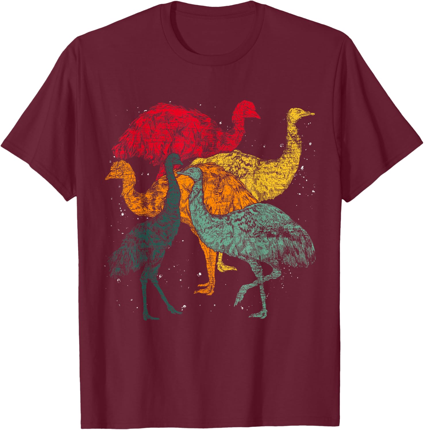 Retro Australian Animal Emu Lover Flightless Bird Emu T-Shirt - T-Shirt | Maroon