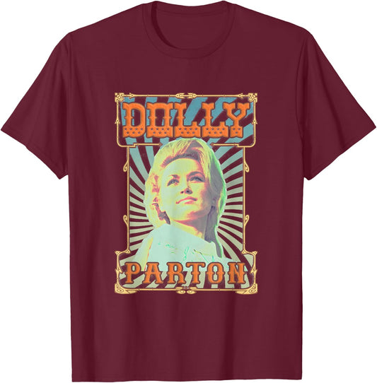 Dolly Parton Vintage Print T-Shirt - T-Shirt | Maroon