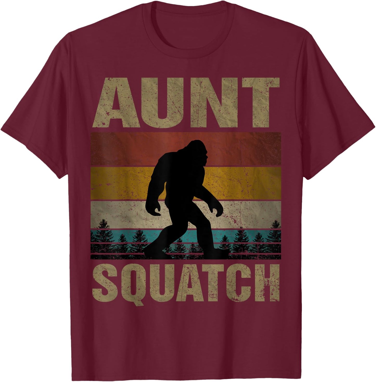 Aunt Squatch Bigfoot Aunt Sasquatch Yeti Family Matching T-Shirt - T-Shirt | Maroon