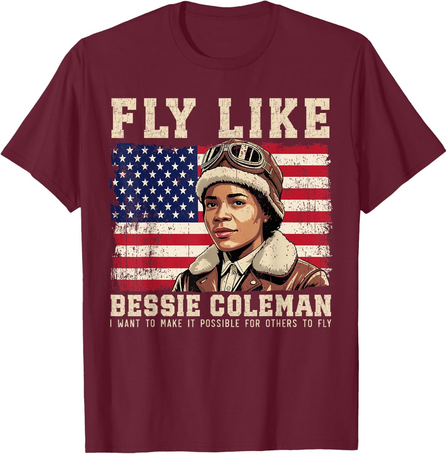 Bessie Coleman – First Black Female Pilot Tribute T-Shirt - T-Shirt | Maroon