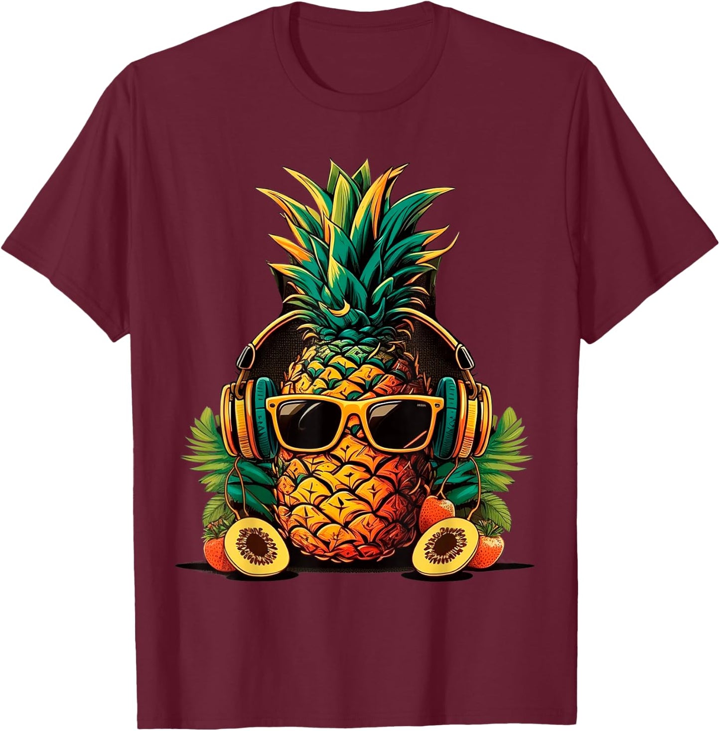 Pineapple With Sunglasses Hawaii Hawaii Men Women Kids T-Shirt - T-Shirt | Maroon